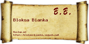 Bloksa Bianka névjegykártya